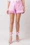 Gaëlle Paris Dames Fringed Logo Shorts Pink Dames - Thumbnail 2