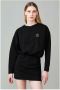 Gaëlle Paris Mini Jurk met Koord in de Taille en Lange Mouwen Black Dames - Thumbnail 2