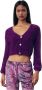 Gaëlle Paris Korte Gebreide Cardigan met Ciniglia Bandjes Purple Dames - Thumbnail 2