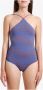 Gallo Carbon Blauwe Halternek Badpak met Strepen Multicolor Dames - Thumbnail 2