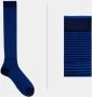 Gallo Royal Blue Windsor Stripe Cotton Socks Blue Heren - Thumbnail 3