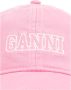 Ganni Roze Katoenen Logo Cap Pink Dames - Thumbnail 3