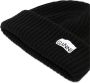 Ganni Zwarte wollen blend beanie muts Geribbelde Mélange Beanie Muts met Logo Patch Black Dames - Thumbnail 3