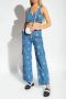 Ganni Vlinder Geborduurde Denim Crop Top Blue Dames - Thumbnail 2