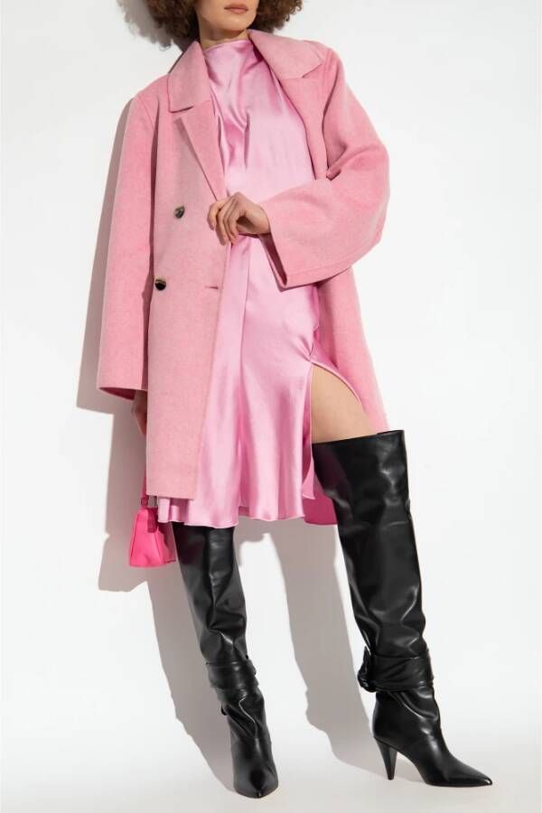Ganni Dubbelrijige oversized jas Roze Dames