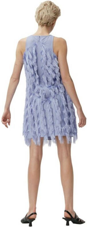 Ganni Fringe Mesh Top Paars Dames