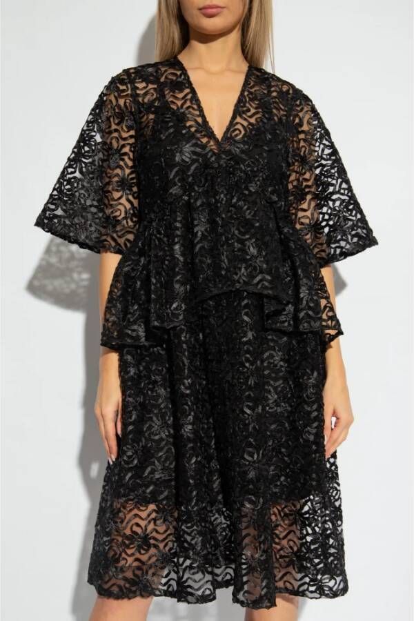 Ganni Gerimpelde jurk Black Dames