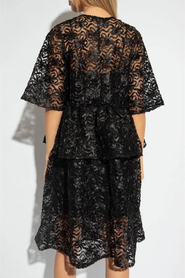 Ganni Gerimpelde jurk Black Dames