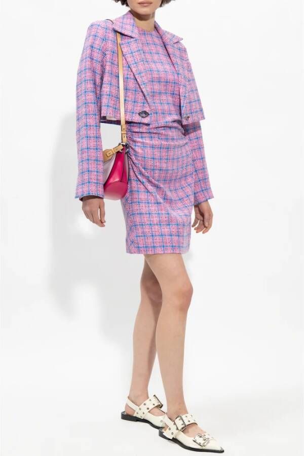 Ganni Geruite jurk Roze Dames