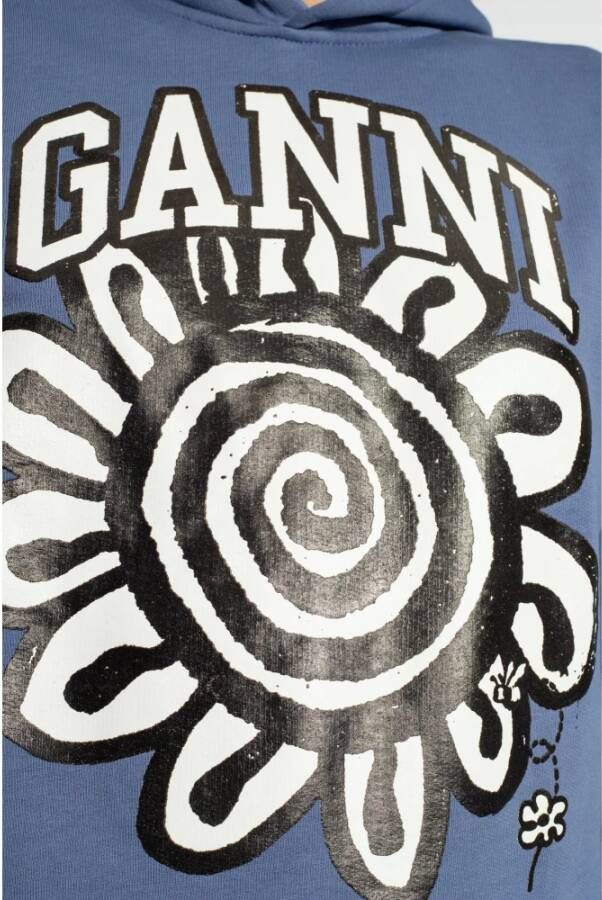 Ganni Hoodie met logo Blue Dames