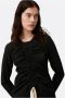 Ganni Ruched Jacquard Blouse Black Dames - Thumbnail 2