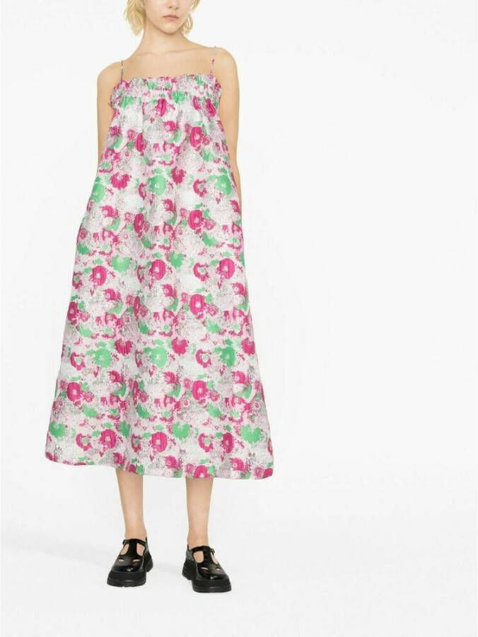Ganni 3d Jacquard riemjurk Wit Dames