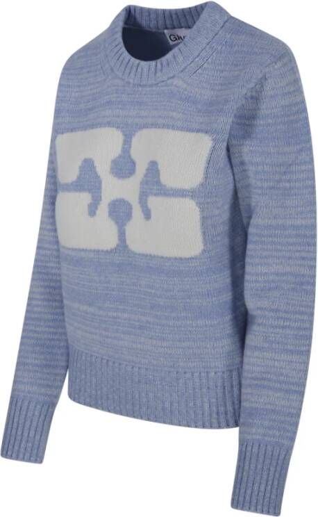 Ganni Trui met ronde hals Blauw Dames