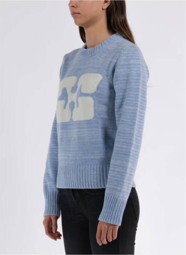 Ganni Trui met ronde hals Blauw Dames
