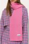 Ganni Wollen Gebreide Sjaal met Logo Patch Pink Dames - Thumbnail 3