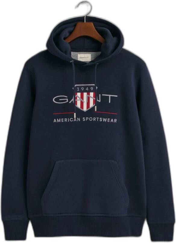 Gant Archief Shield Hoodie Blauw Heren