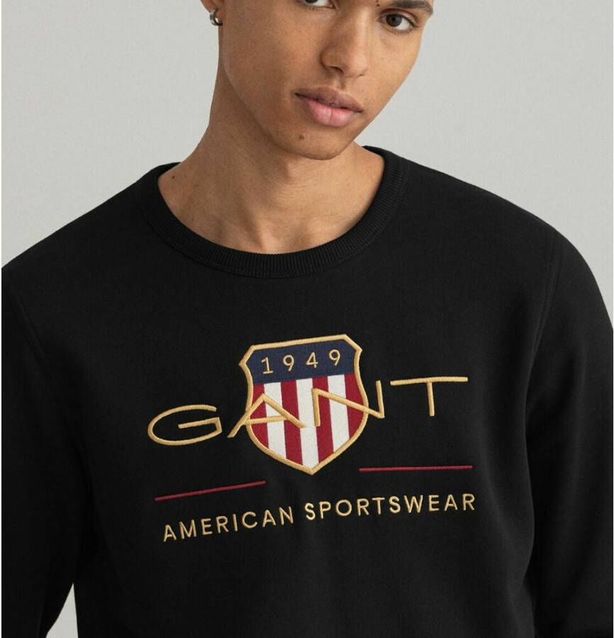 Gant Archiefschild C-hals shirt Zwart Heren