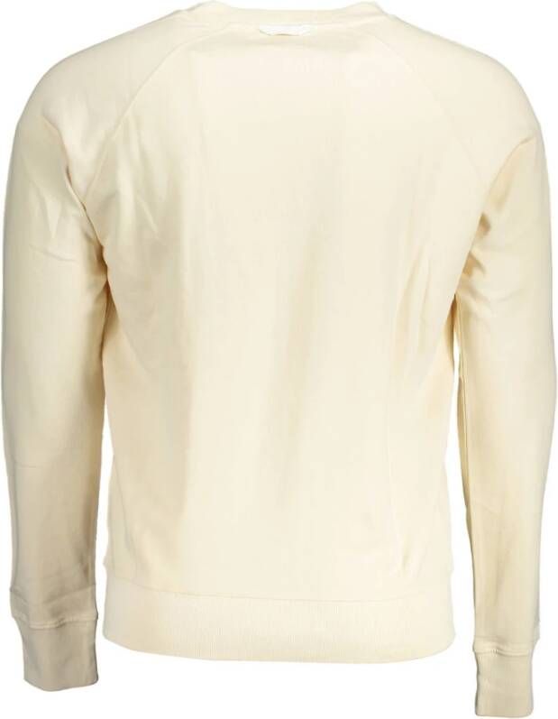 Gant Beige Katoenen Trui Lange Mouwen Ronde Hals Print Logo Beige Heren