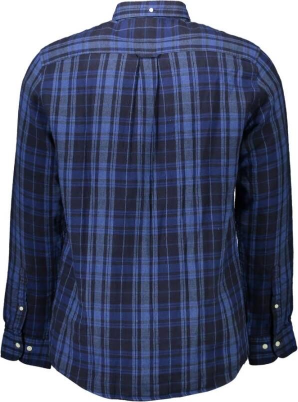 Gant Blauw Katoenen Overhemd Lange Mouwen Regular Fit Blauw Heren