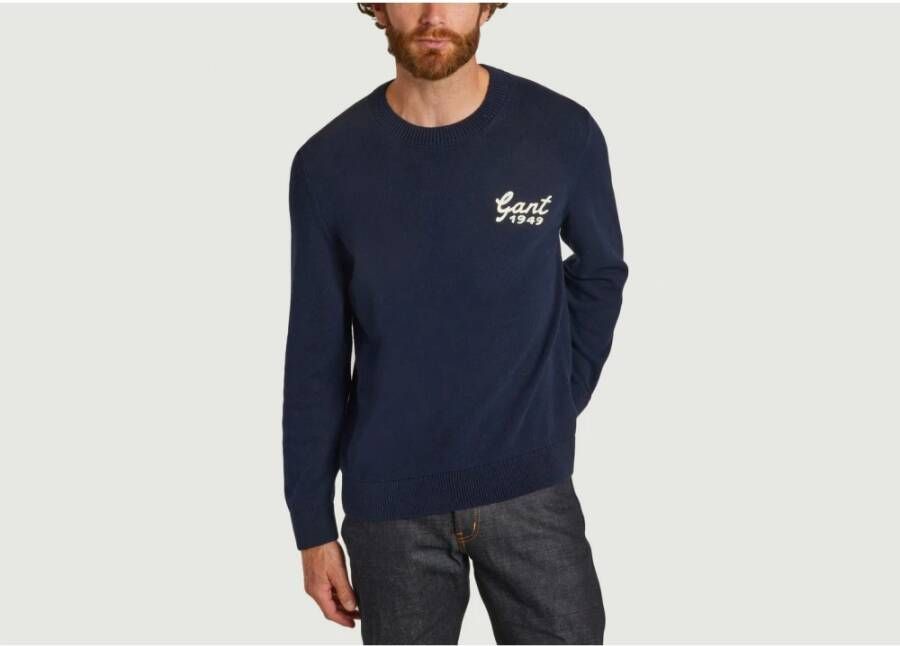 GANT Trui ronde hals 100% katoen Van blauw - Foto 3