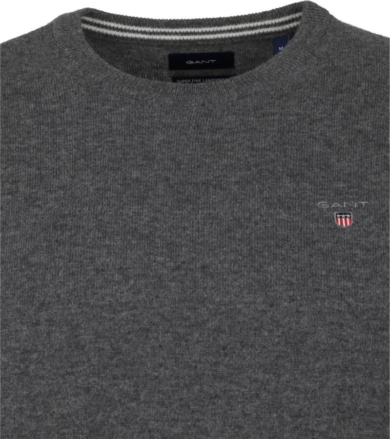 Gant Lamb Wol Sweater Melange Grijs Heren