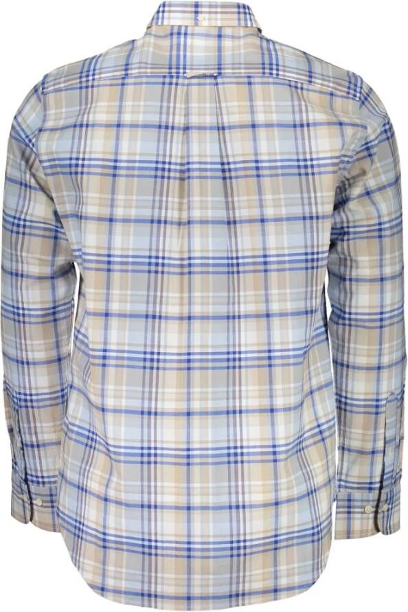 Gant Lichtblauw Katoenen Overhemd Regular Fit Korte Mouwen Blauw Heren