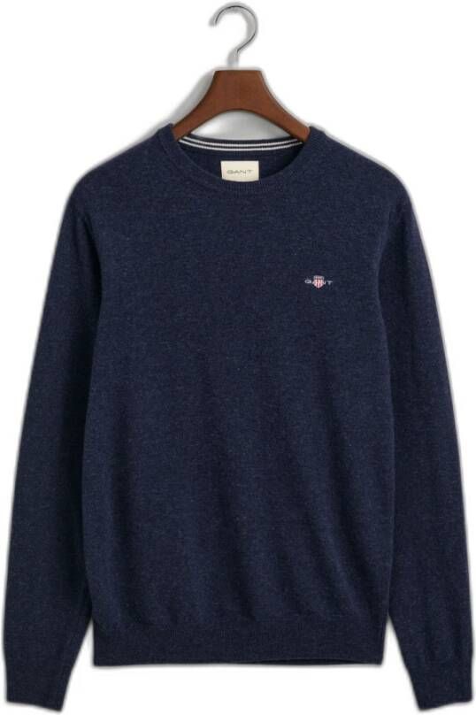 Gant Superfijne Lamswollen Trui Blauw Heren