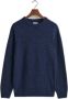 Gant Donkerblauwe Wol Ronde Hals Trui Blue Heren - Thumbnail 2