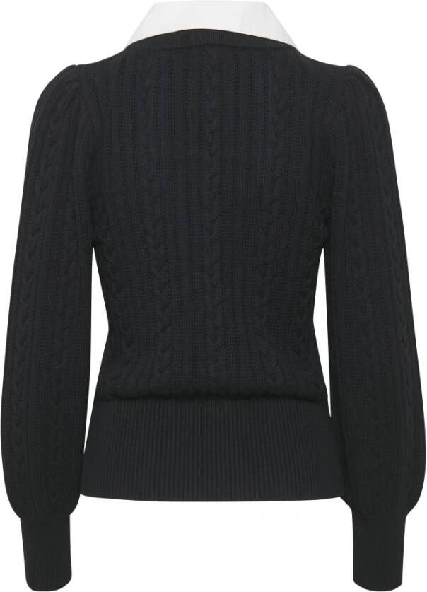 Gestuz Stijlvol Gestreepte Kraag Cardigan Zwart Dames