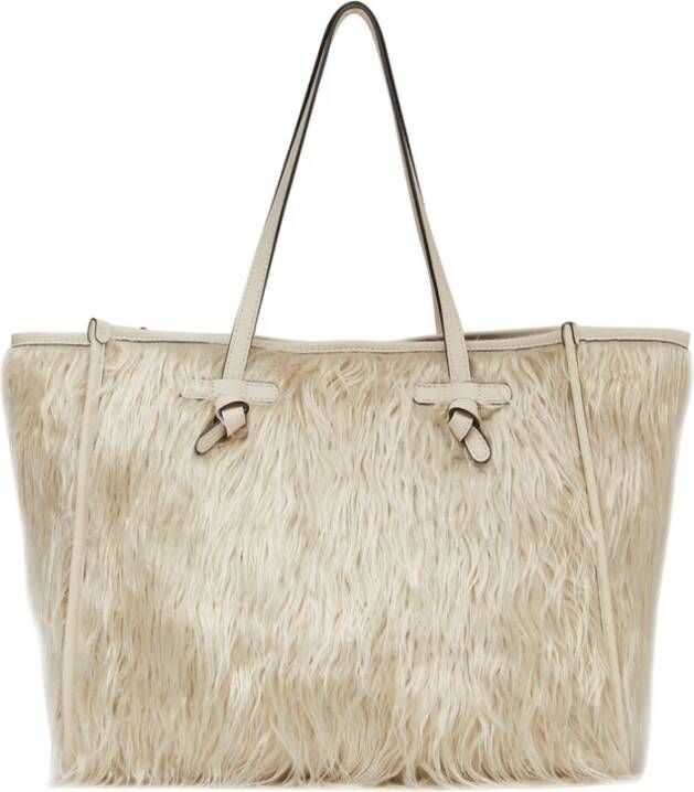 Gianni Chiarini Marcella Tote in Eco Four Monkey met Contrasterend Canvas Interieur Beige Dames