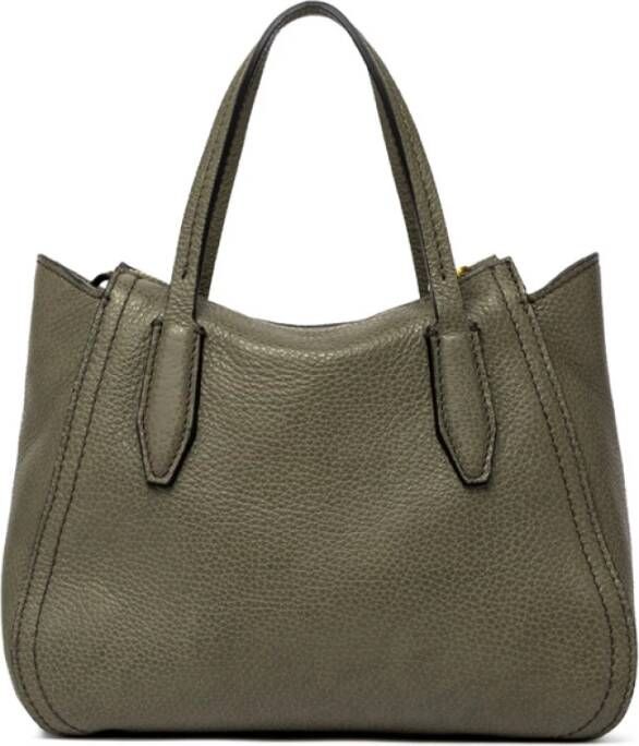 Gianni Chiarini Megan Kleine Gehamerde Leren Tote met Rits Groen Dames