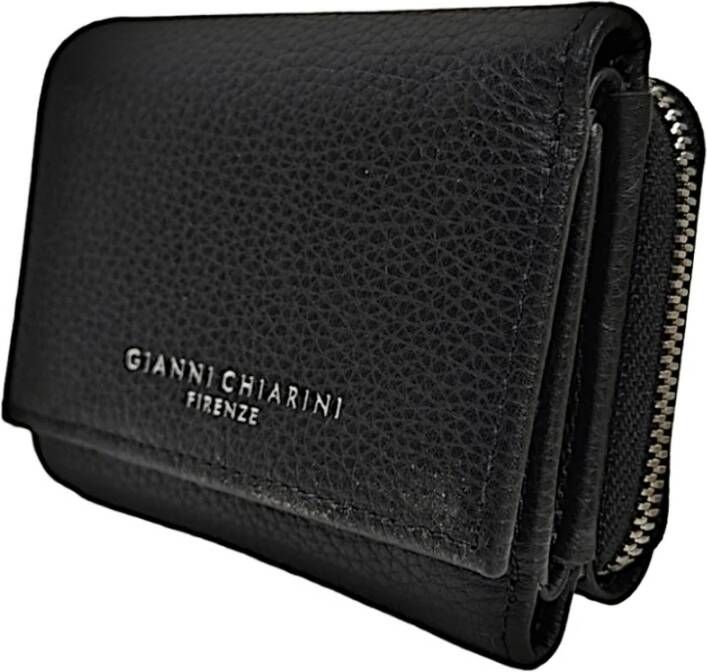 Gianni Chiarini Zwarte Trifold Portemonnee met Ritsvak Zwart Dames