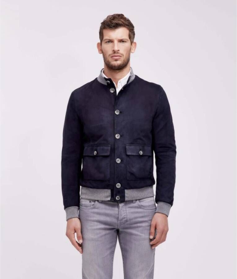 Gimo's Leather Jackets Blauw Heren