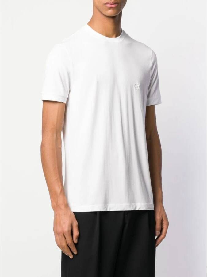 Giorgio Armani Witte Slim Fit T-shirt met Geborduurd Logo White Heren