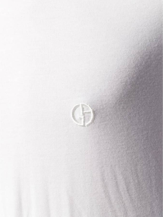 Giorgio Armani Witte Slim Fit T-shirt met Geborduurd Logo White Heren