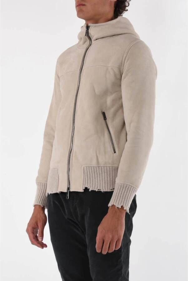 Giorgio Brato Leren jas met Shearling Voering Beige Heren
