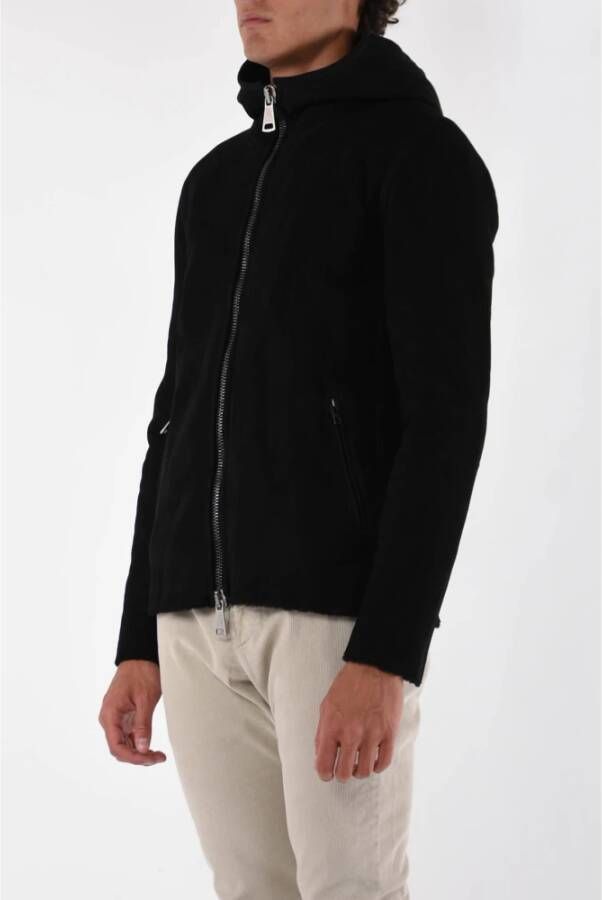 Giorgio Brato Leren Jas met Shearling Voering Zwart Heren