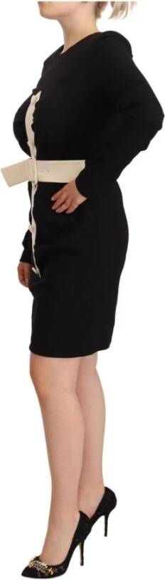 Givenchy Zwarte Wol Lange Mouwen Getailleerde Mini Sheath Jurk Zwart Dames