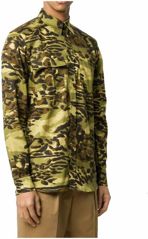 Givenchy Camouflage Print Overhemd Groen Heren