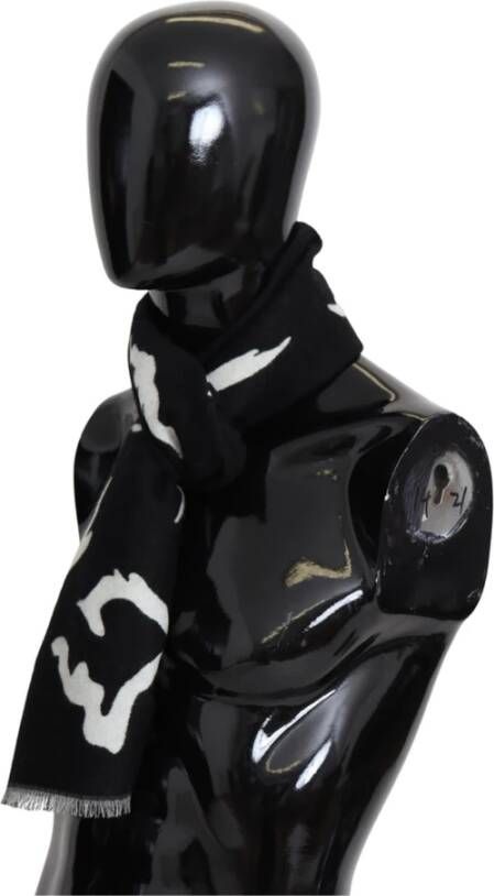 Givenchy Logo Details Unisex Sjaal Zwart en Wit Zwart Unisex