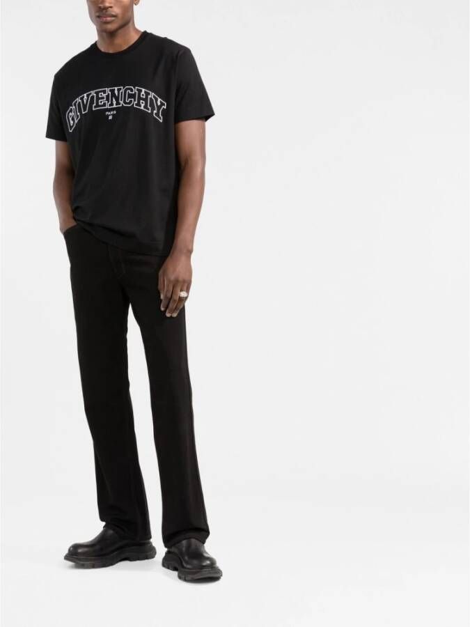 Givenchy Logo-geborduurd College T-shirt Zwart Heren