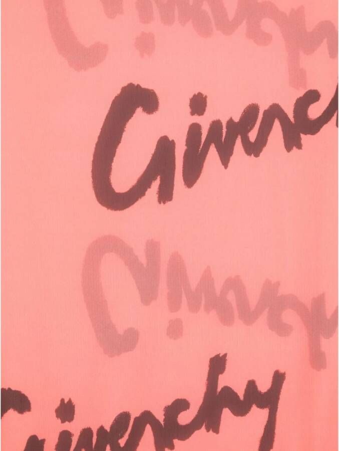 Givenchy Zijden Sjaal met Allover Logo Print Oranje Dames