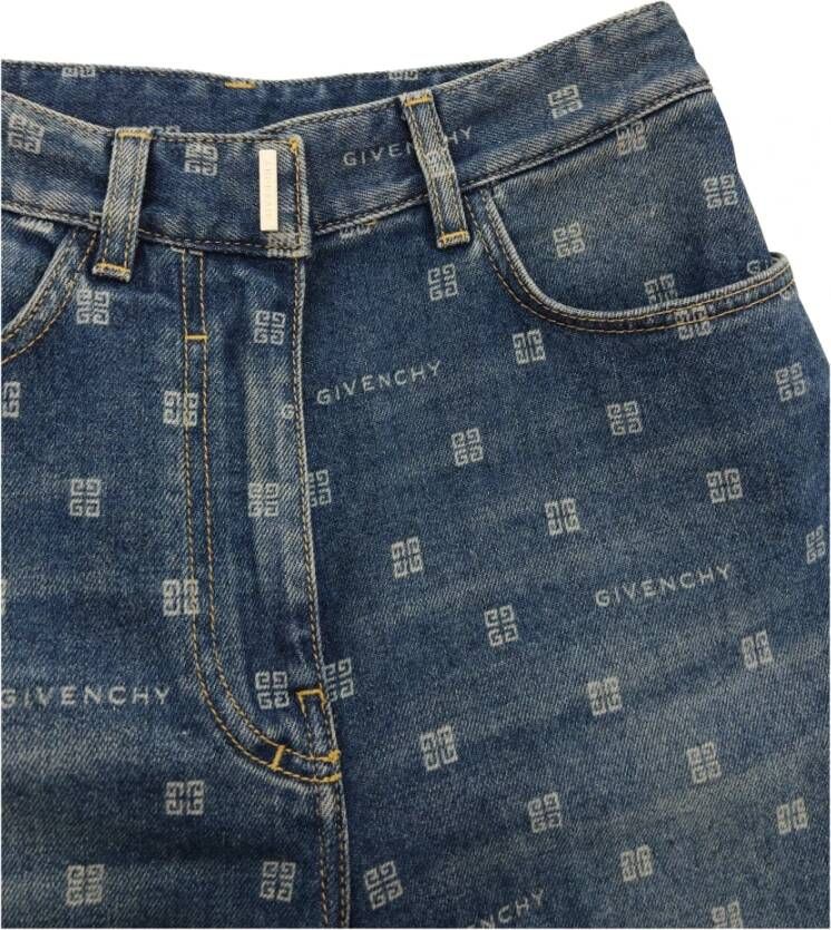 Givenchy Logo Patroon Straight Jeans Blauw Dames