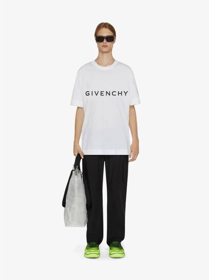 Givenchy Oversized Heren T-shirt met Crew Neck en Handtekeningprint Wit Heren