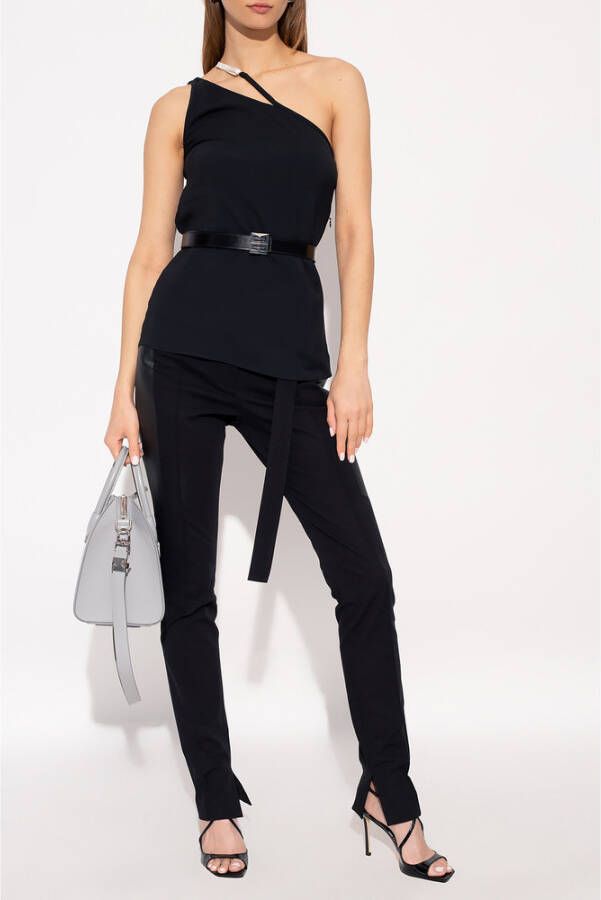 Givenchy Zwarte One-Shoulder Top met Verborgen Rits Zwart Dames