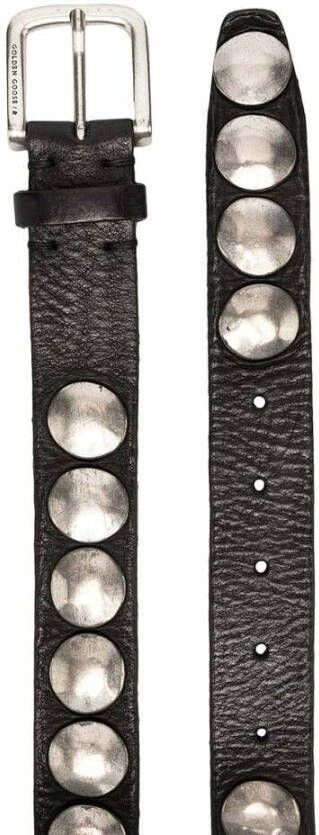 Golden Goose Leren Riem met Zilveren Details Zwart Heren