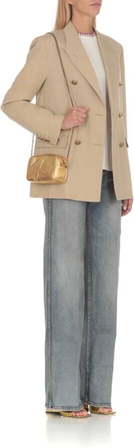 Golden Goose Beige Dubbelrijige Blazer met Gouden Knopen Beige Dames