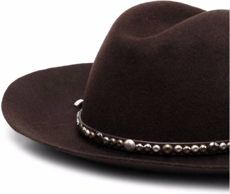 Golden Goose Fedora Vilthoed met Studs Bruin Dames