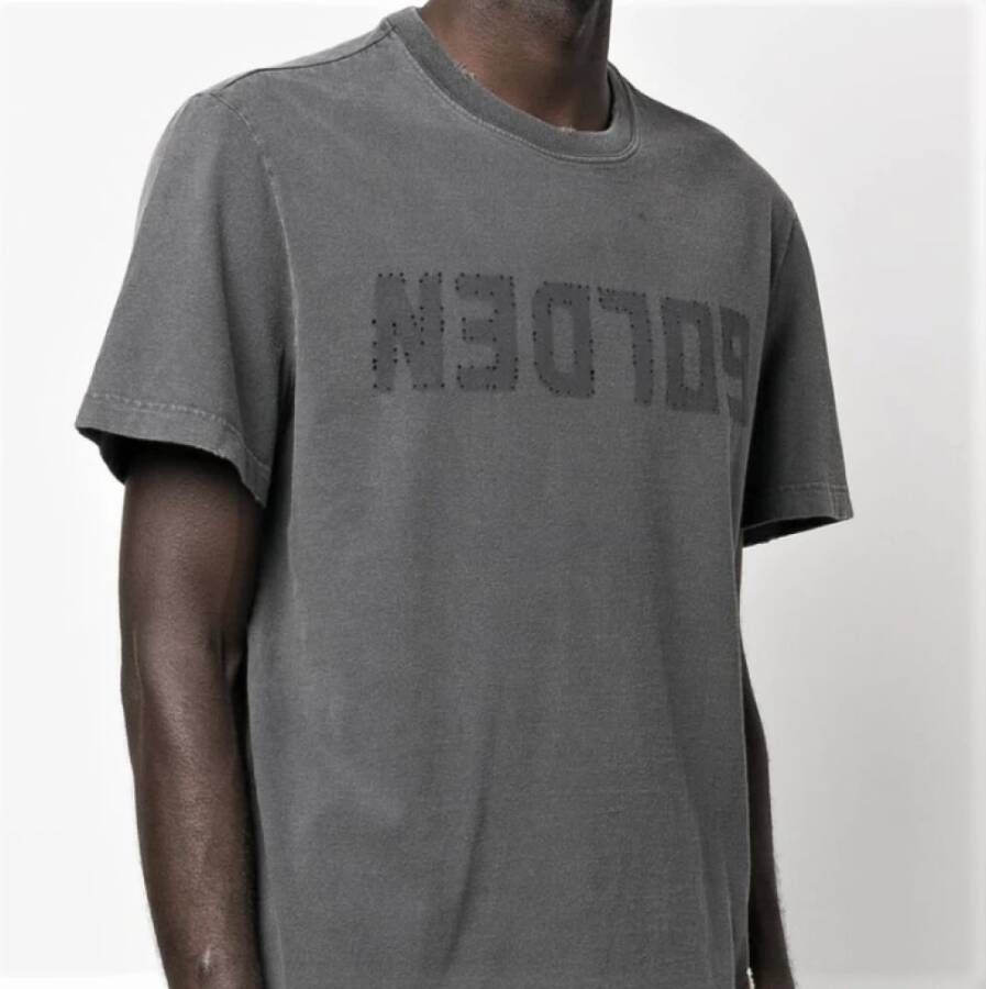 Golden Goose Distressed Logo T-shirt voor heren Grijs Heren