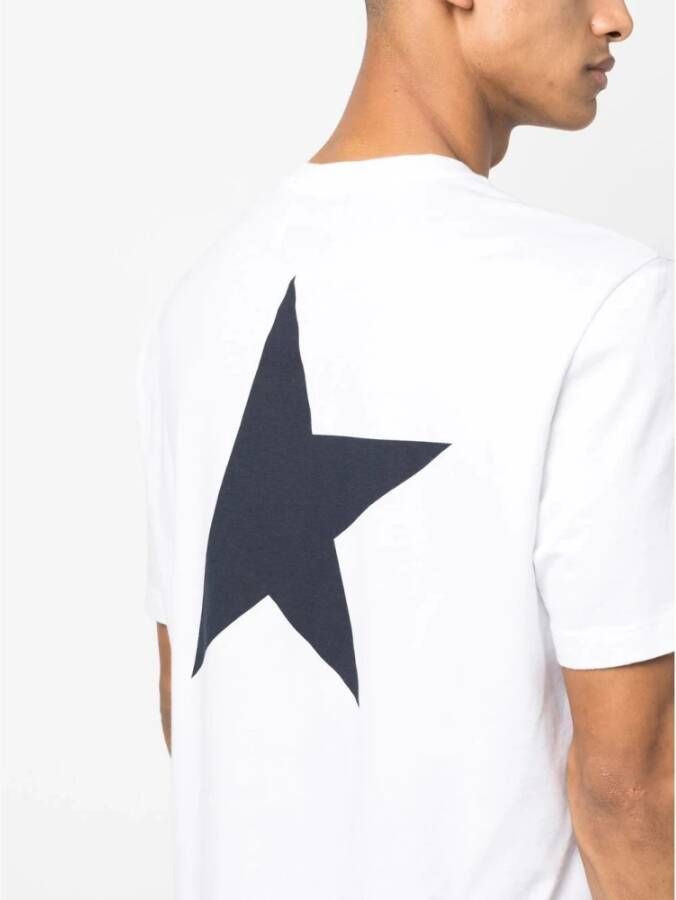 Golden Goose Vintage-geïnspireerd zwart katoenen T-shirt met wit logo en ster Wit Heren